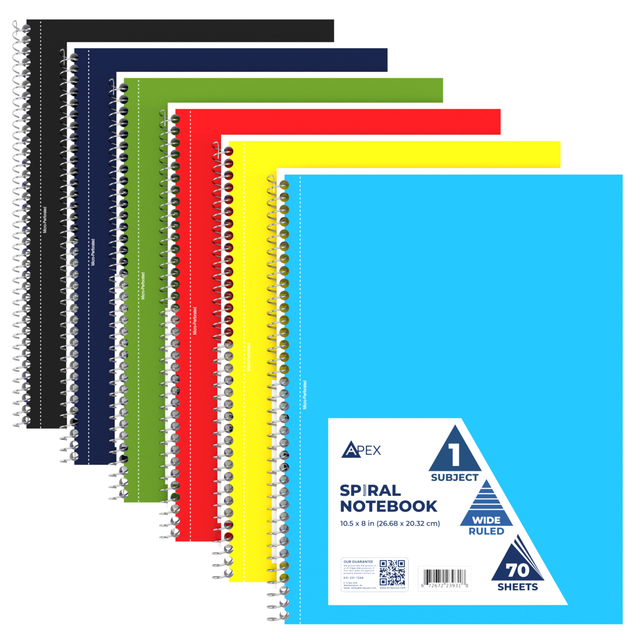 1-Subject Spiral Notebook, Wide-Ruled, 70 Sheets – 48 Ct